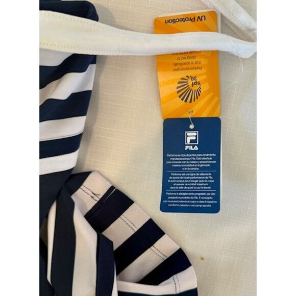 NWT FILA Heritage XL Navy White Mitered Stripe Tennis Dress Iconic Ginny Hilfige - Picture 11 of 11